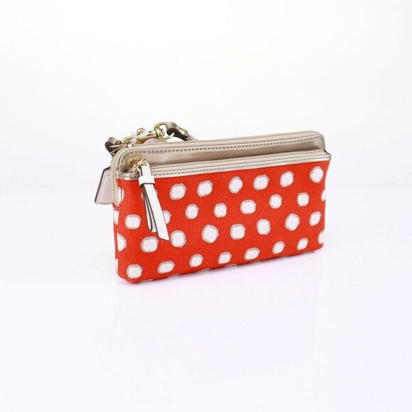 NEW Coach Crazy Dot Double Zip Wallet in Desert Sky - Picture 1 of 9